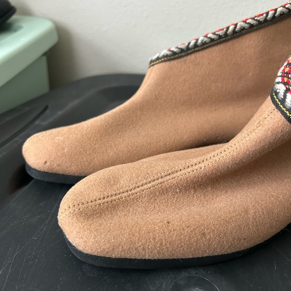 Vintage Daniel green Wool slippers hard bottom 70s southwest trim western 8​​ - Picture 12 of 14